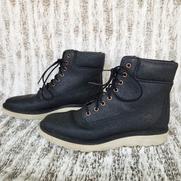Timberland "Kenniston" Waterproof Boots Pebbled Leather Black | Women's Size 9 - Picture 2 of 12